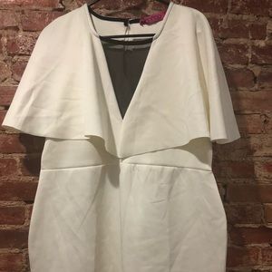 White Cape Dress w/ Mesh V-Neck